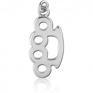 RHODIUM PLATED BRASS CHARM - BRASS KNUCKLES