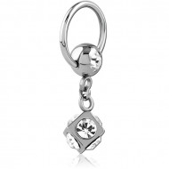 SURGICAL STEEL BALL CLOSURE RING WITH JEWELED ATTACHMENT PIERCING