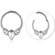 SURGICAL STEEL JEWELED HINGED SEGMENT RING PIERCING