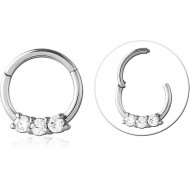 SURGICAL STEEL ROUND JEWELLED HINGED SEGMENT RING