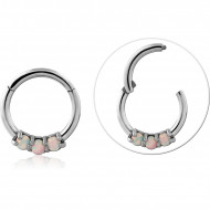 STEEL HINGE SEGMENT RING TRIPLE OPAL