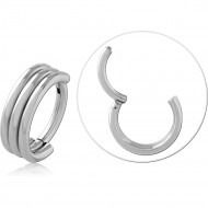 316L SURGICAL STEEL HINGED SEGMENT RING TRIPLE BAND ILLUSION PIERCING