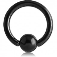 BLACK PVD COATED SURGICAL STEEL ANNEALED BALL CLOSURE RING PIERCING