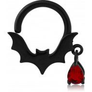 BLACK PVD COATED SURGICAL STEEL JEWELED SEAMLESS RING