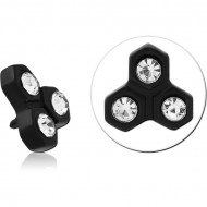 BLACK PVD COATED SURGICAL STEEL JEWELED MICRO ATTACHMENT FOR 1.2MM INTERNALLY THREADED PINS PIERCING