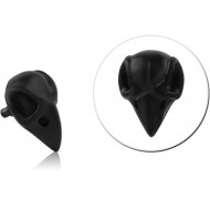BLACK PVD COATED SURGICAL STEEL INTERNAL THREADED ATTACHMENT BIRD SKULL