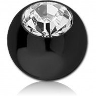 BLACK PVD COATED SURGICAL STEEL SWAROVSKI CRYSTAL JEWELLED MICRO BALL