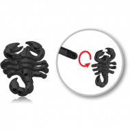 BLACK PVD COATED SURGICAL STEEL ATTACHMENT FOR 1.6 MM THREADED PINS - SCORPION PIERCING