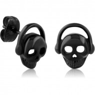 BLACK PVD COATED SURGICAL STEEL EAR STUDS PAIR