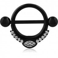 BLACK PVD COATED SURGICAL STEEL JEWELED NIPPLE SHIELD