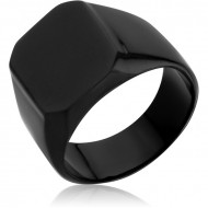 BLACK PVD COATED SURGICAL STEEL RING - SIGNET SQUARE