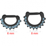 BLACKLINE SURGICAL STEEL JEWELED ROUND PRONG SET HINGED SEPTUM CLICKER RING PIERCING