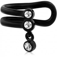SURGICAL STEEL JEWELS EAR CLIPS - TRIPLE ROUND JEWELS