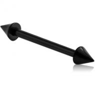 BLACK PVD COATED TITANIUM BARBELL WITH CONES