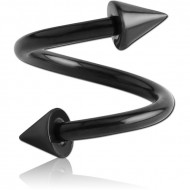 BLACK PVD COATED TITANIUM BODY SPIRAL WITH CONES PIERCING