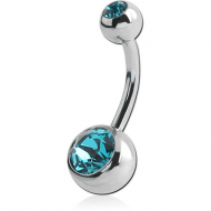 SURGICAL STEEL DOUBLE JEWELLED NAVEL BANANA