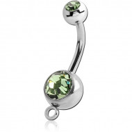 SURGICAL STEEL DOUBLE VALUE JEWELLED NAVEL BANANA WITH HOOP