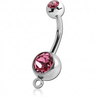 SURGICAL STEEL DOUBLE JEWELLED NAVEL BANANA WITH HOOP