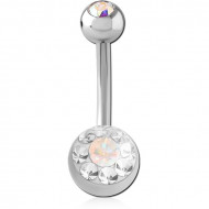 SURGICAL STEEL CRYSTALINE DOUBLE JEWELLED NAVEL BANANA PIERCING