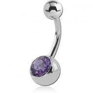 SURGICAL STEEL SWAROVSKI CRYSTAL JEWELLED NAVEL BANANA