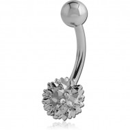 SURGICAL STEEL FLOWER CURVED BARBELL PIERCING