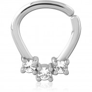 RHODIUM PLATED BRASS JEWELED SEAMLESS RING