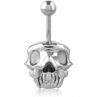 RHODIUM PLATED BRASS NAVEL BANANA PIERCING