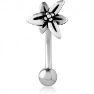 RHODIUM PLATED BRASS NAVEL BANANA PIERCING