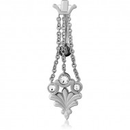 RHODIUM PLATED BRASS JEWELED NAVEL BANANA PIERCING
