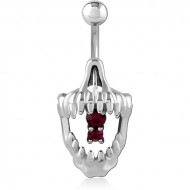 RHODIUM PLATED BRASS JEWELED NAVEL BANANA PIERCING