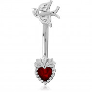 RHODIUM PLATED BRASS JEWELLED REVERSE NAVEL BANANA