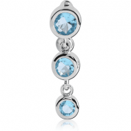 RHODIUM PLATED BRASS JEWELLED REVERSE NAVEL BANANA - THREE BALLS