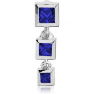 RHODIUM PLATED JEWELED SQUARES REVERSE FASHION NAVEL BANANA
