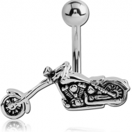 RHODIUM PLATED BRASS JEWELLED NAVEL BANANA - CHOPPER
