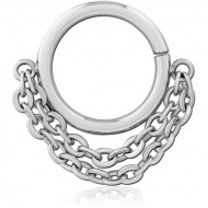 SURGICAL STEEL SEAMLESS RING WITH CHAIN PIERCING