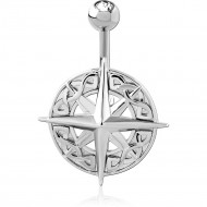 RHODIUM PLATED DOUBLE JEWELLED NAVEL BANANA