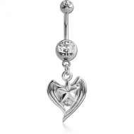 RHODIUM PLATED DOUBLE JEWELLED NAVEL BANANA WITH STAR CHARM