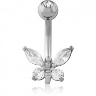 SURGICAL STEEL DOUBLE JEWELED NAVEL BANANA PIERCING