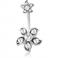 SURGICAL STEEL DOUBLE JEWELLED NAVEL BANANA