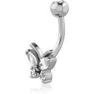 SURGICAL STEEL DOUBLE JEWELED NAVEL BANANA PIERCING