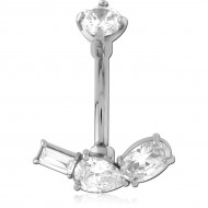 SURGICAL STEEL JEWELLED NAVEL BANANA