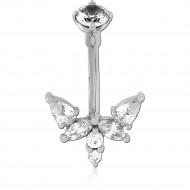 SURGICAL STEEL JEWELED NAVEL BANANA
