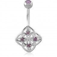 STERLING SILVER 925 JEWELED NAVEL BANANA