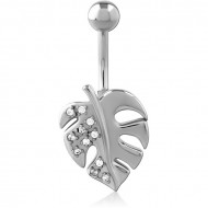 SURGICAL STEEL JEWELED NAVEL BANANA PIERCING