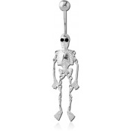 SURGICAL STEEL JEWELED NAVEL BANANA - SKELETON