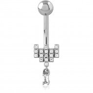 SURGICAL STEEL JEWELLED NAVEL BANANA