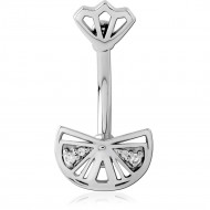 SURGICAL STEEL JEWELED NAVEL BANANA