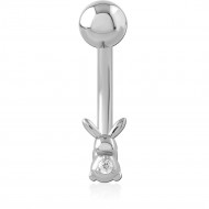 SURGICAL STEEL JEWELLED NAVEL BANANA