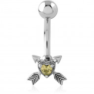 SURGICAL STEEL JEWELLED NAVEL BANANA