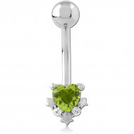 SURGICAL STEEL JEWELLED NAVEL BANANA